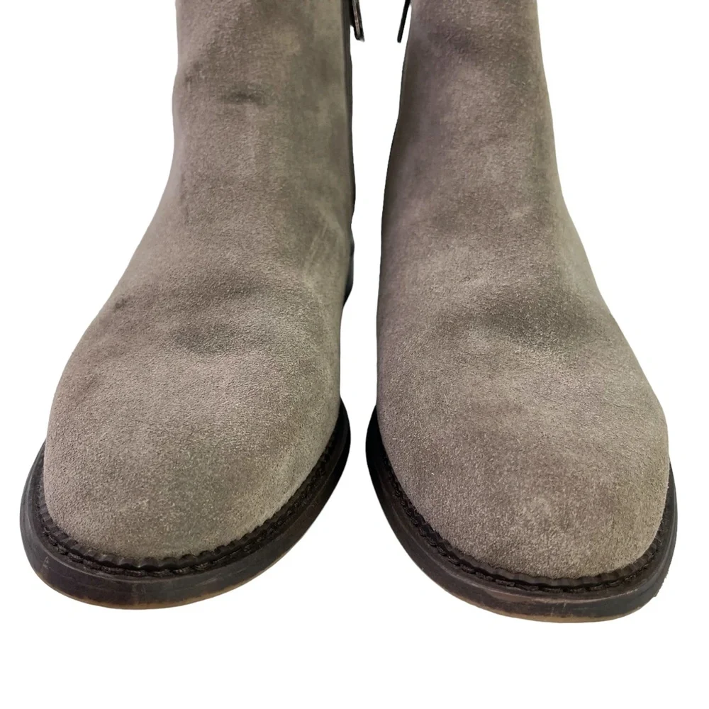Franco Sarto Happily Women's Gray Taupe Genuine Leather Suede Ankle Boots sz 9.5 - Picture 2 of 16